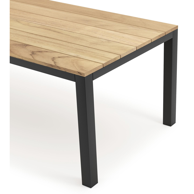 Capri tuintafel in zwart aluminium en teak - L 240 x B 100 x H 75,5 cm