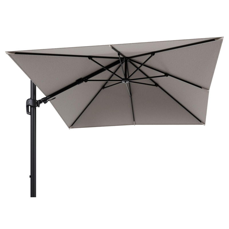Rufina zweefparasol tiltfunctie in zwart aluminium en parasoldoek in All Weather Sunbrella® Luxe Slow Farafra - L1 300 x L2 300 cm (zonder voet)