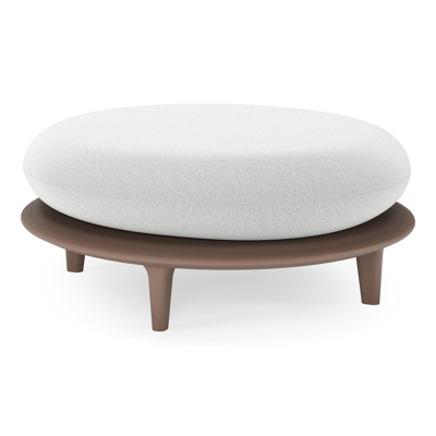 Bomero poef in taupe aluminium met natte grey chine all weather sunbrella® luxe kussen