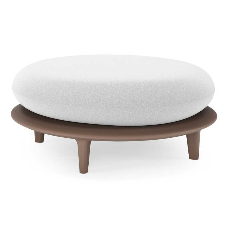 Bomero poef in taupe aluminium met natte grey chine all weather sunbrella® luxe kussen