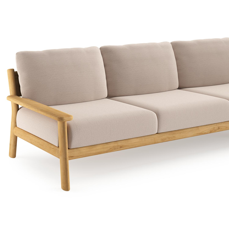 Amaro loungebank in teak met wander pilat all weather sunbrella® luxe kussen