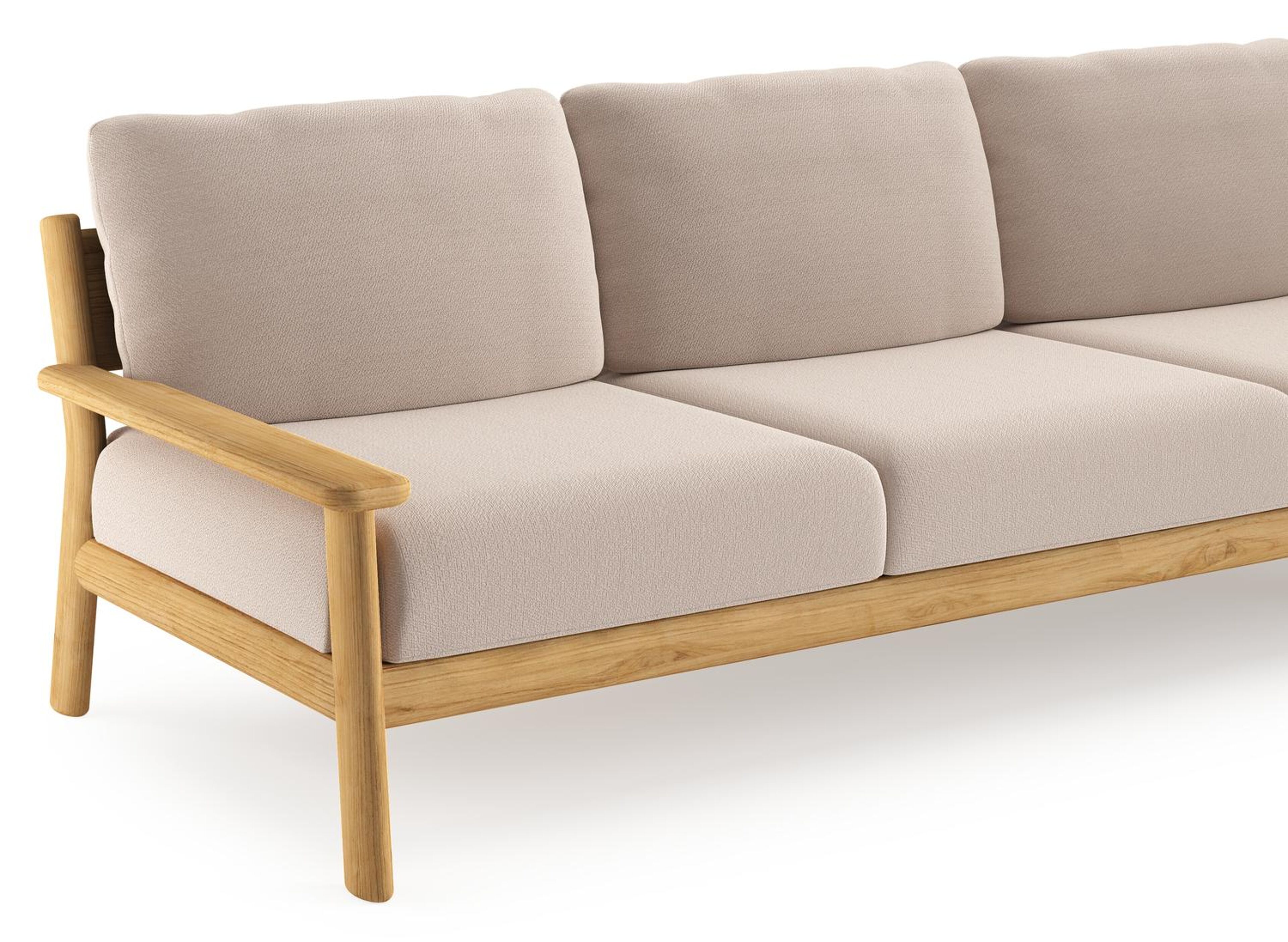 Amaro loungebank in teak met wander pilat all weather sunbrella® luxe kussen