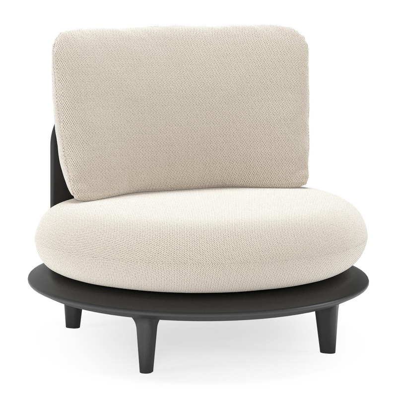 Bomero loungestoel in zwart aluminium met lopi marble all weather sunbrella® luxe kussen