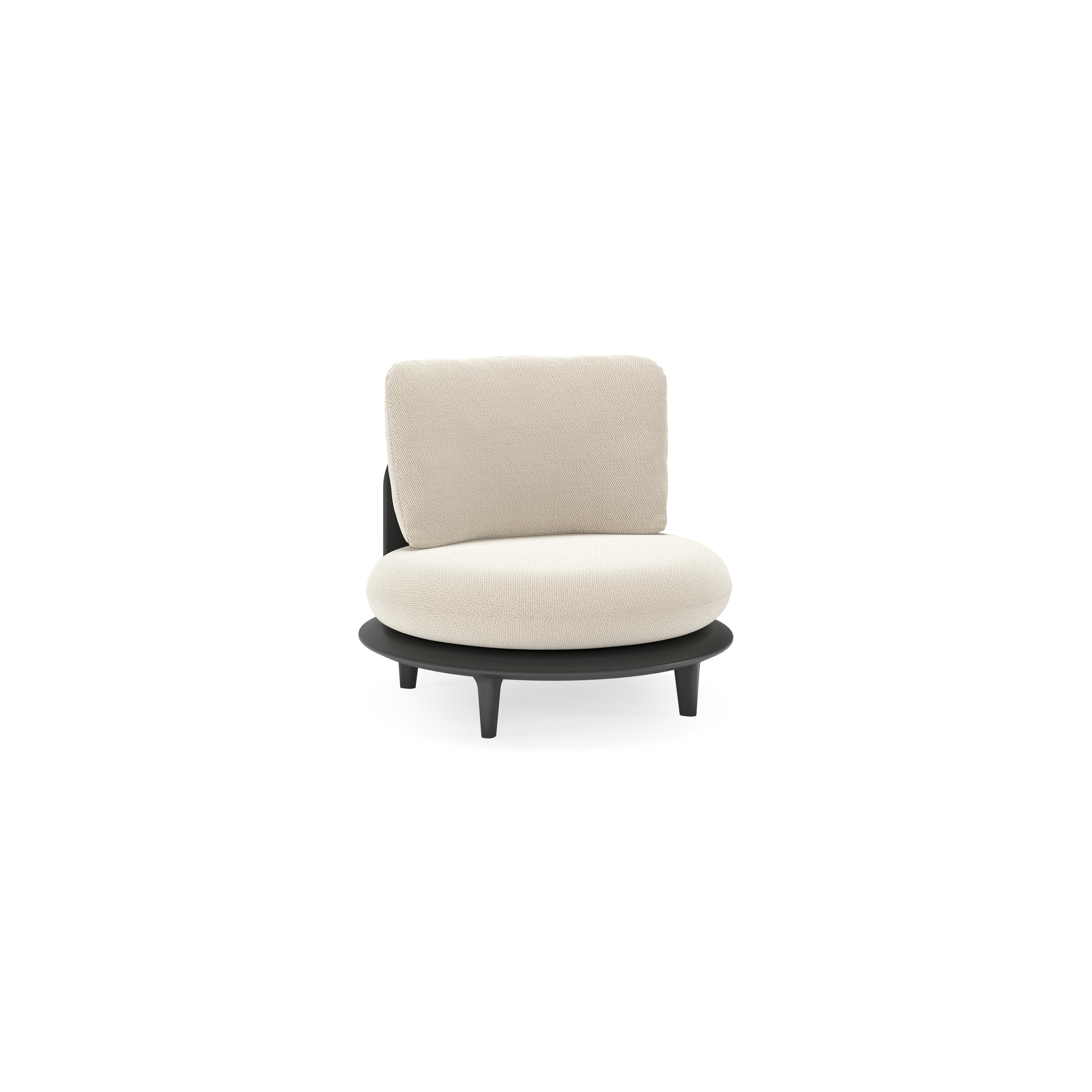 Bomero loungestoel in zwart aluminium met lopi marble all weather sunbrella® luxe kussen