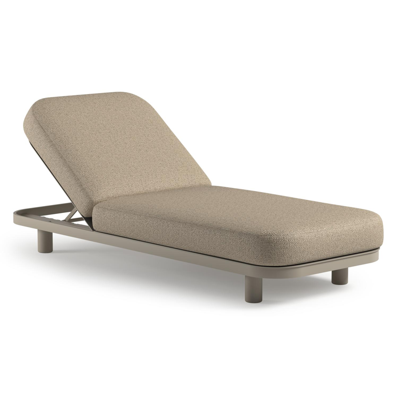 Chaise longue réglable Donato en aluminium beige avec All Weather Cosytica bora forest coussin
