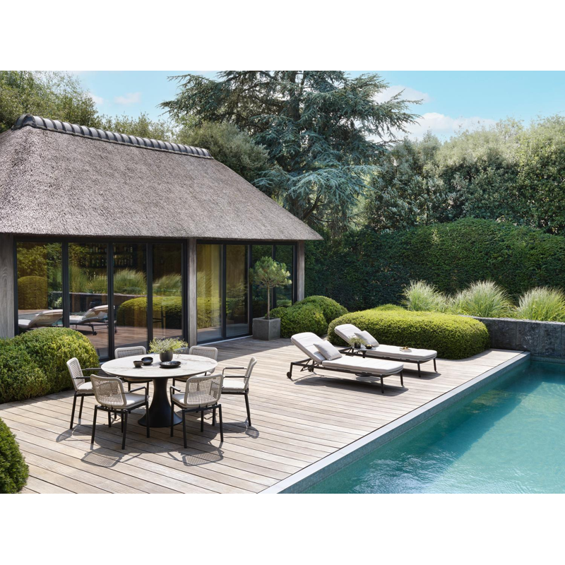 Fano tuintafel rond in zwart aluminium en volkeramiek colorado dunes - Dia. 148 x H 75 cm