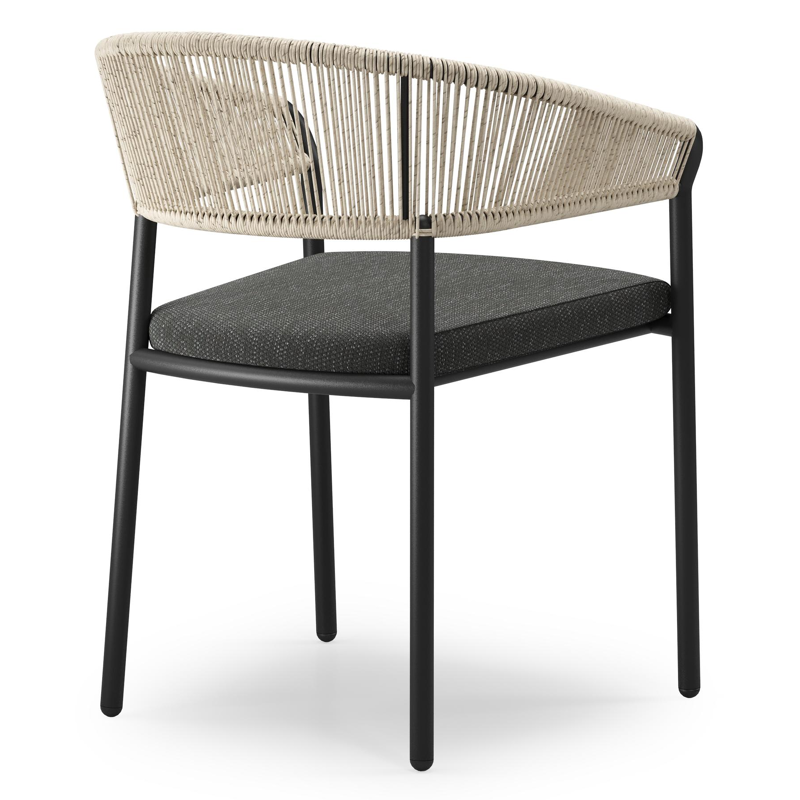 Amalfi tuinset met verlengbare tafel in zwart aluminium en teak tafelblad met 6 stapelbare Zamora tuinstoelen