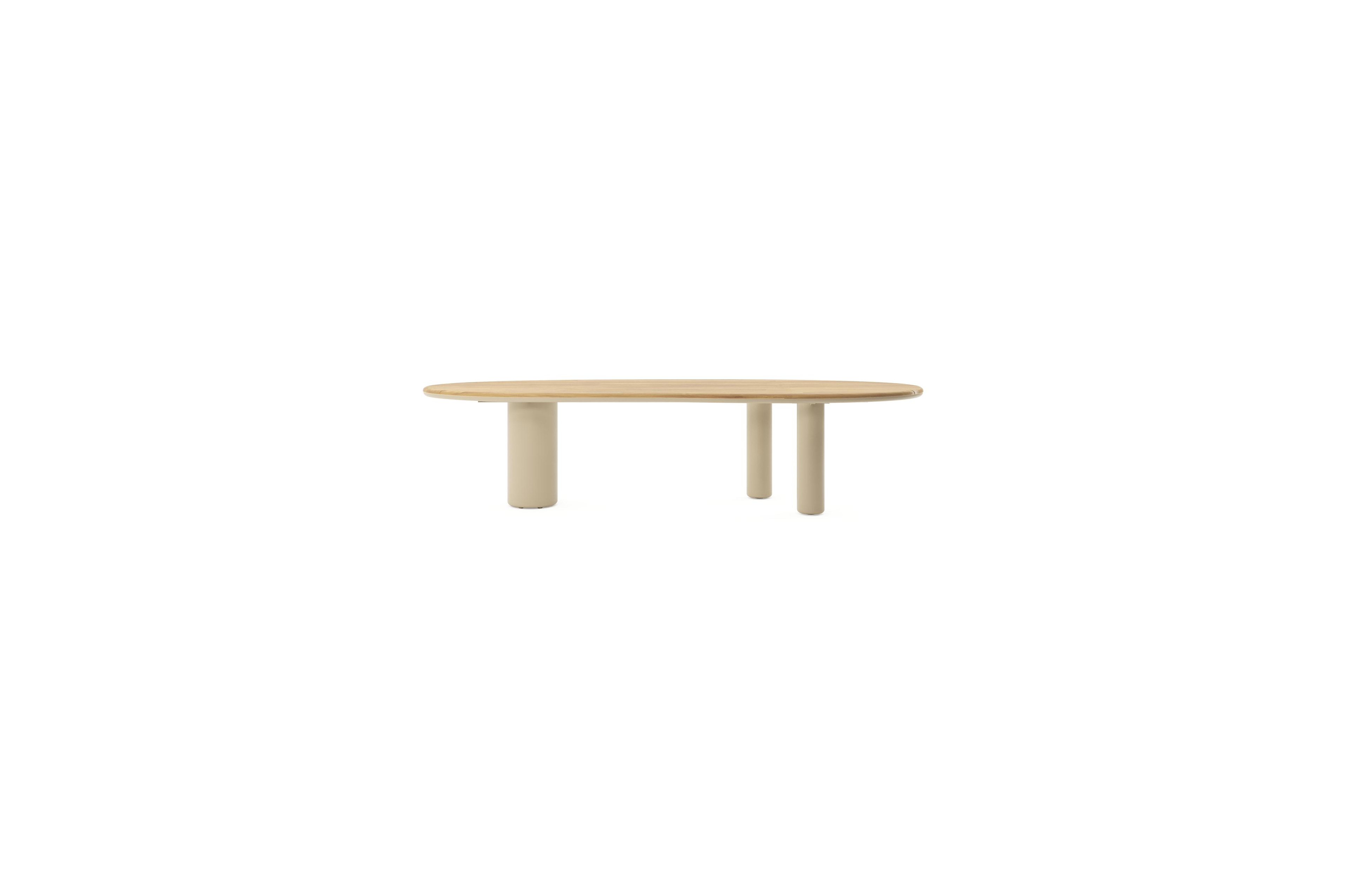 Table de jardin Amico organique en aluminium beige et teck- Lg. 320 x Lrg. 120 x Haut. 73.5 cm