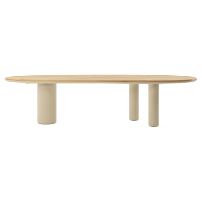 Amico tuintafel organisch in beige aluminium en teak - L 320 x B 120 x H 73.5 cm