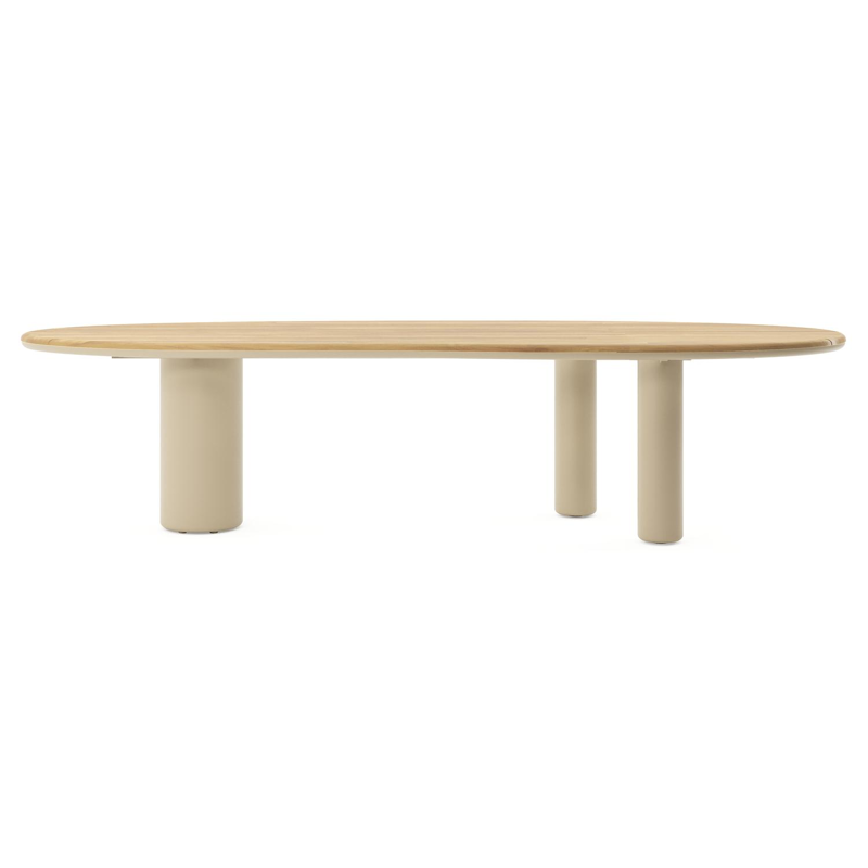 Amico tuintafel organisch in beige aluminium en teak - L 320 x B 120 x H 73.5 cm