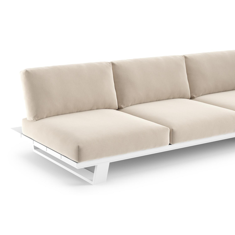 Pagino loungebank in wit aluminium met lopi antique all weather sunbrella® luxe kussen