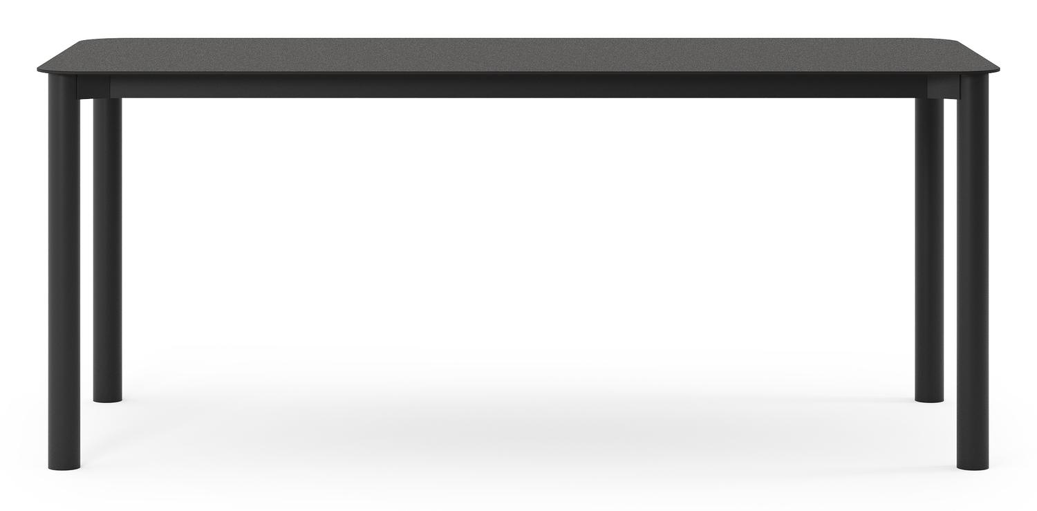 Table de jardin Orso rectangulaire arrondi en aluminium noir et céramique pleine noir - Lg. 180 x Lrg. 80 x Haut. 75 cm