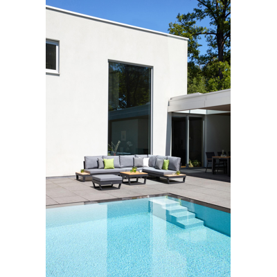 Modica lounge poef in zwart aluminium met grijs textilene kussen