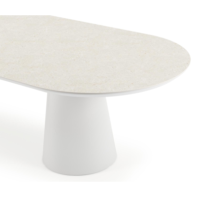 Table de jardin Donato en aluminium blanc et céramique pleine shilin - Lg 300 x Larg. 110 x H 74 cm
