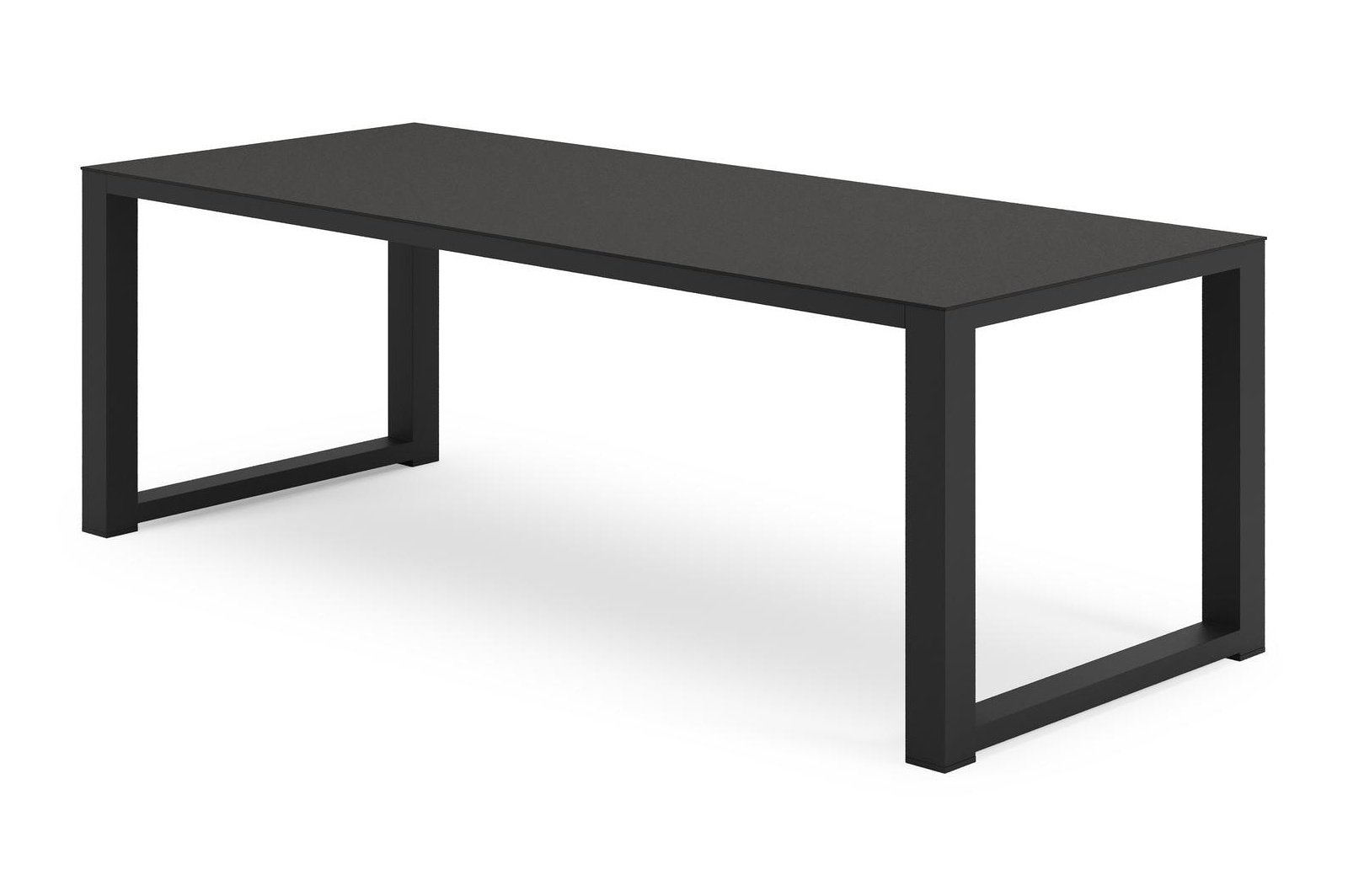 Livo tuintafel rechthoekig in zwart aluminium en sintered stone Notte minerale - L 220 x B 92 x H 73 cm