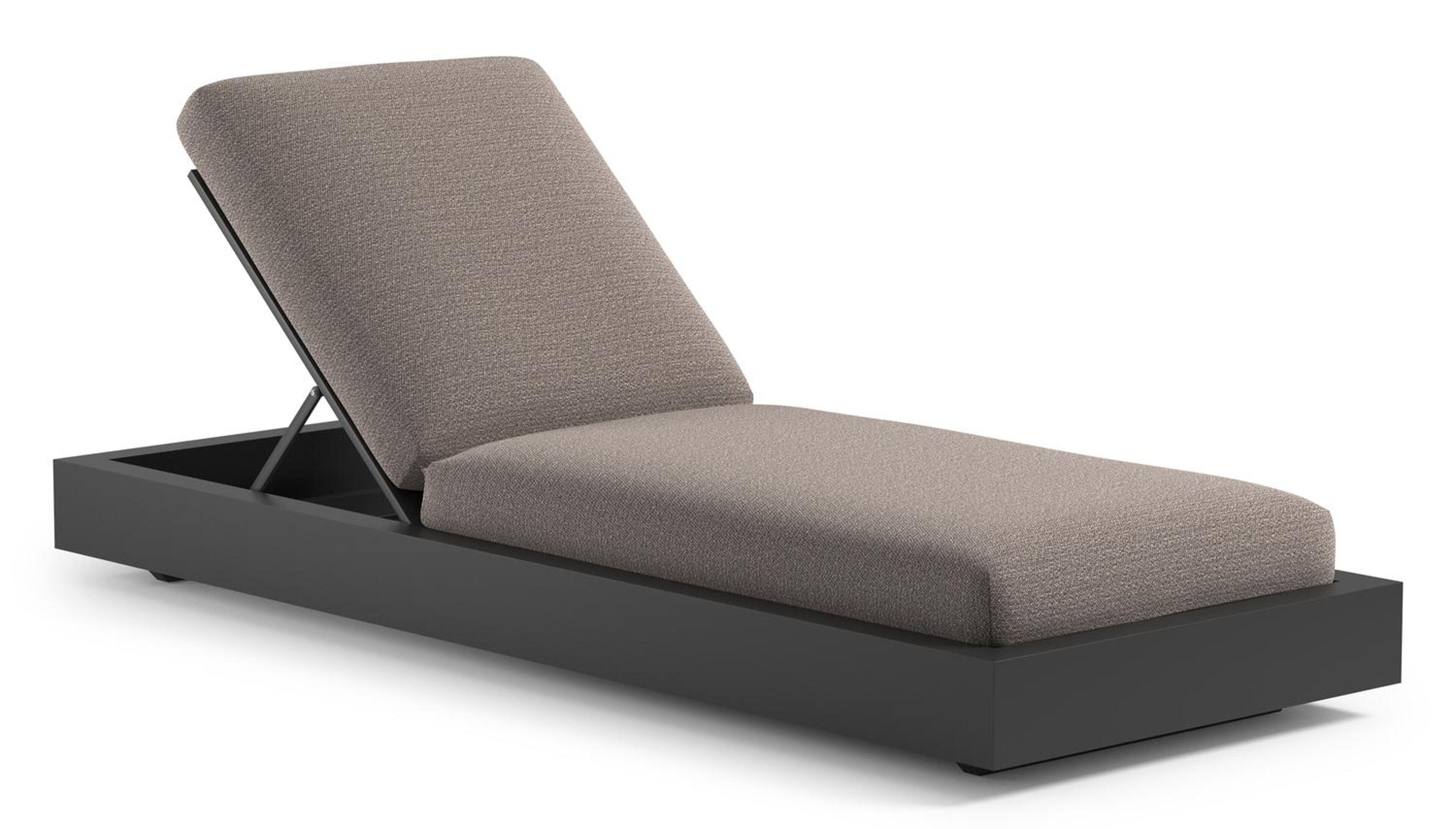 Como verstelbaar ligbed in zwart aluminium met wander granite all weather Sunbrella® luxe kussen
