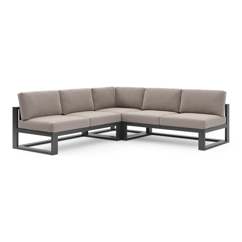 Verato loungehoek in zwart aluminium met wander granite all weather sunbrella® luxe kussen