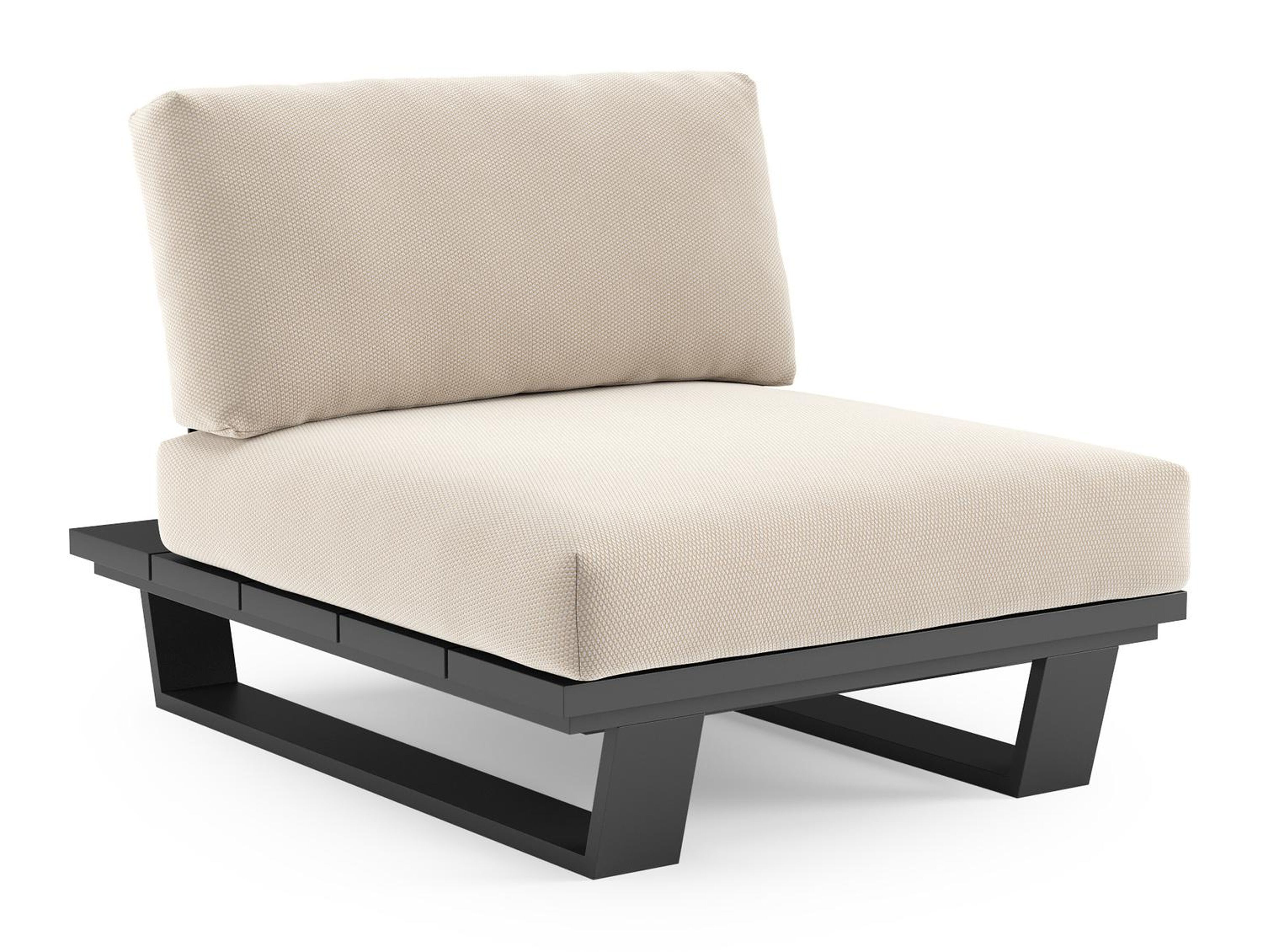 Pagino loungestoel in zwart aluminium met lopi antique all weather sunbrella® luxe kussen