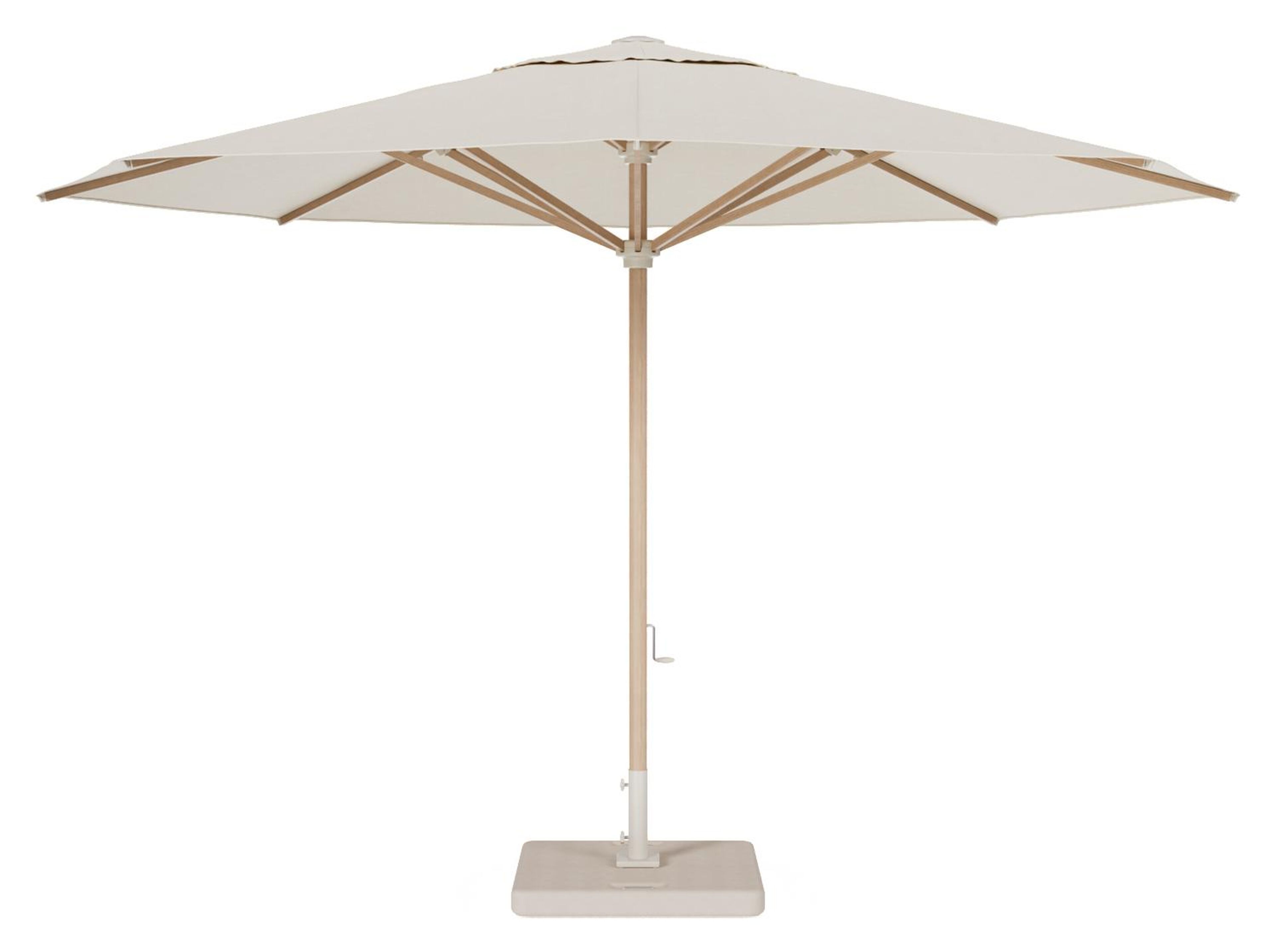 Parasol droit Solino en aluminium avec toile de parasol en all weather sunbrella® Premium beige - Dia. 400 cm avec pied de parasol Lapido 160 kg