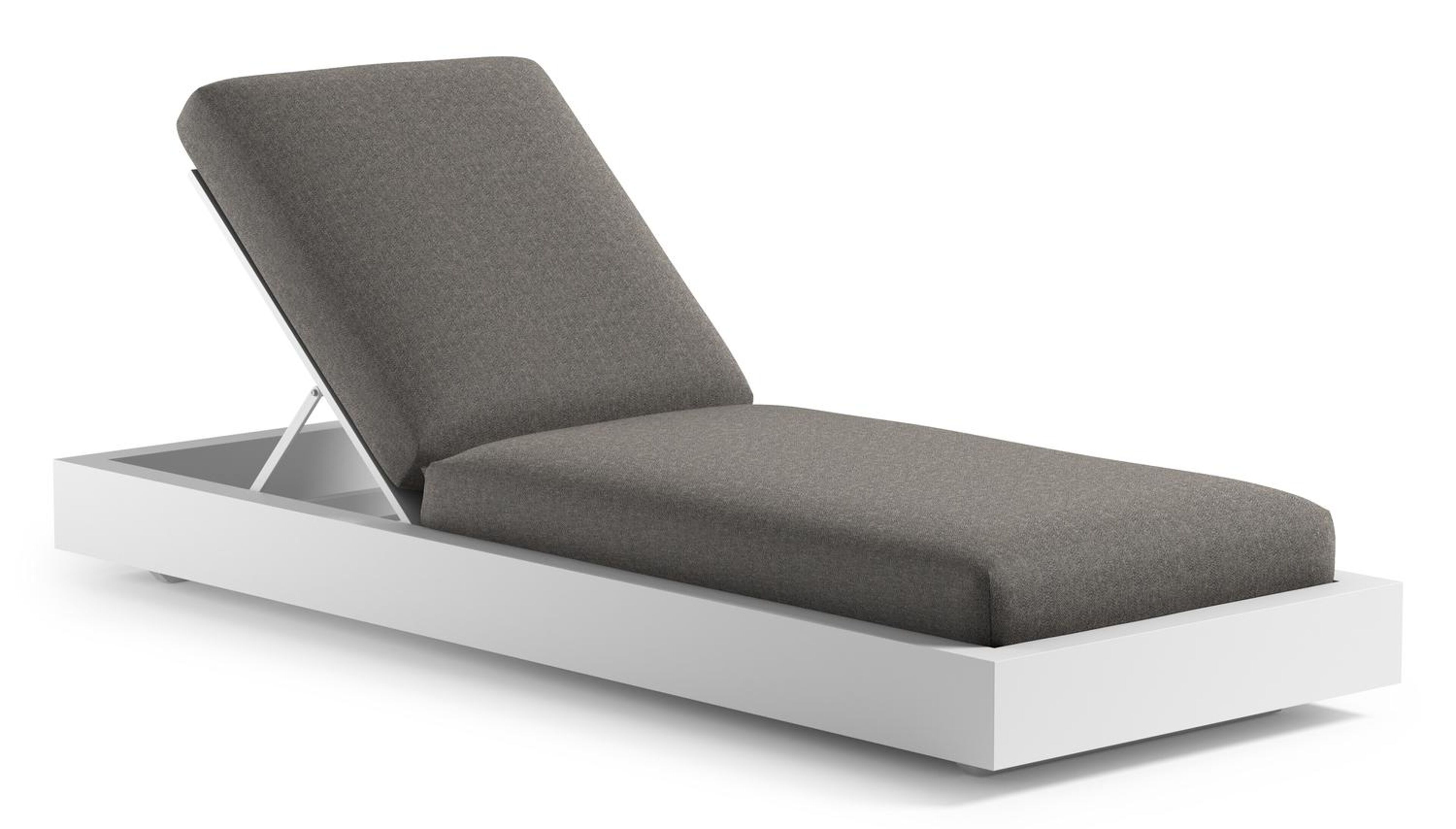 Como verstelbaar ligbed in wit aluminium met chartres drizzle all weather Sunbrella® luxe kussen