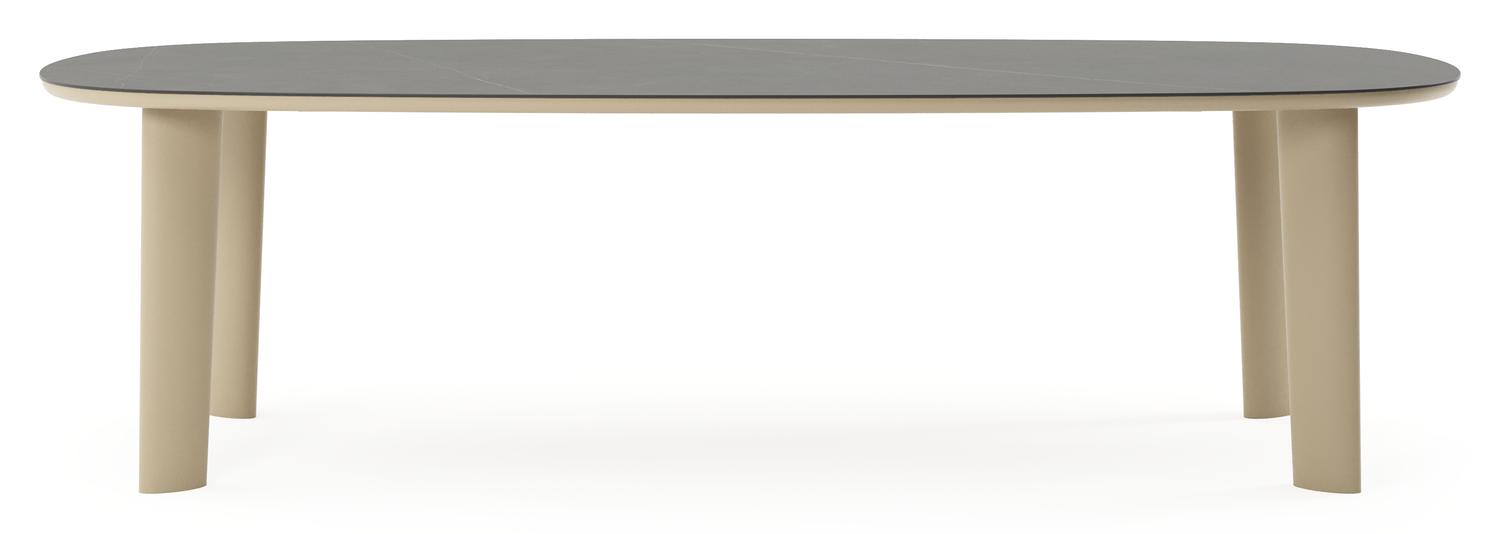 Amico tuintafel bombo in beige aluminium en volkeramiek Calatorao - L 270 x B 125 x H 73.5 cm