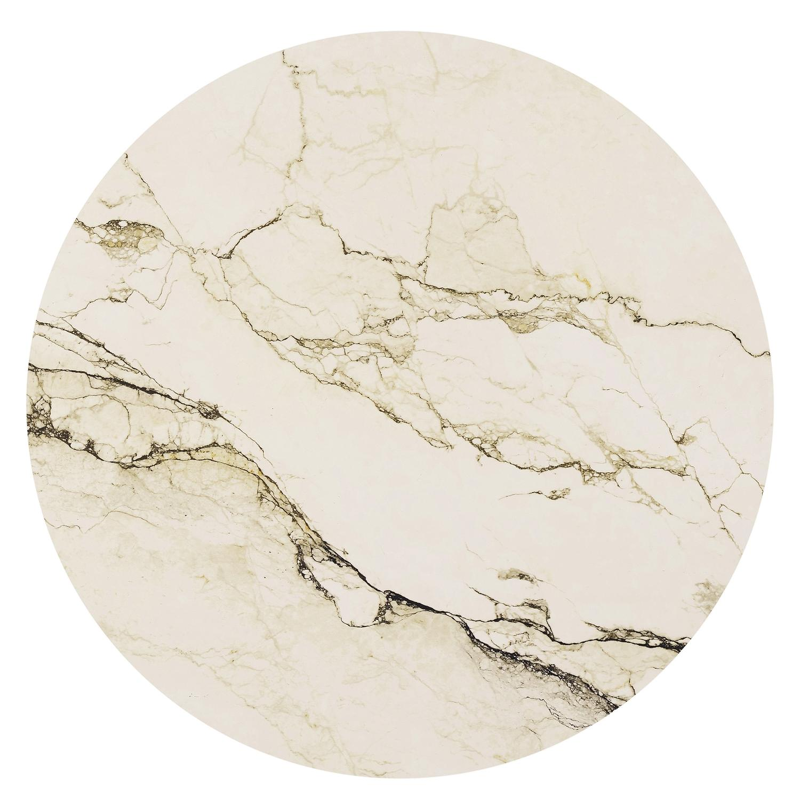 Table de jardin Fano ronde en aluminium beige et céramique pleine Colorado Dunes Diam. 85 x Haut. 75 cm