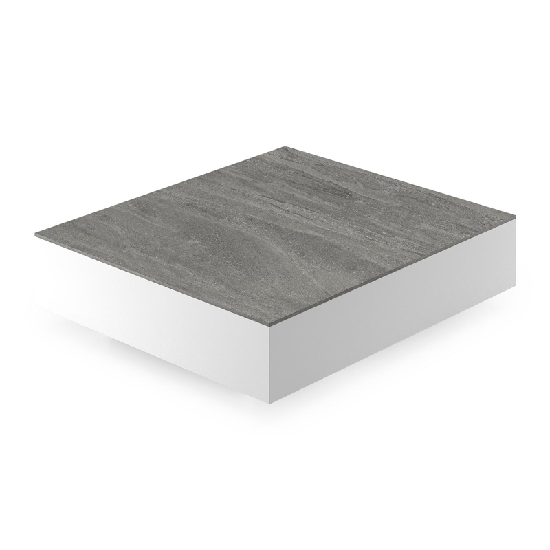 Como loungetafel rechthoekig in wit aluminium en volkeramiek Aspen Grey - L 70 x B 80 x H 20 cm