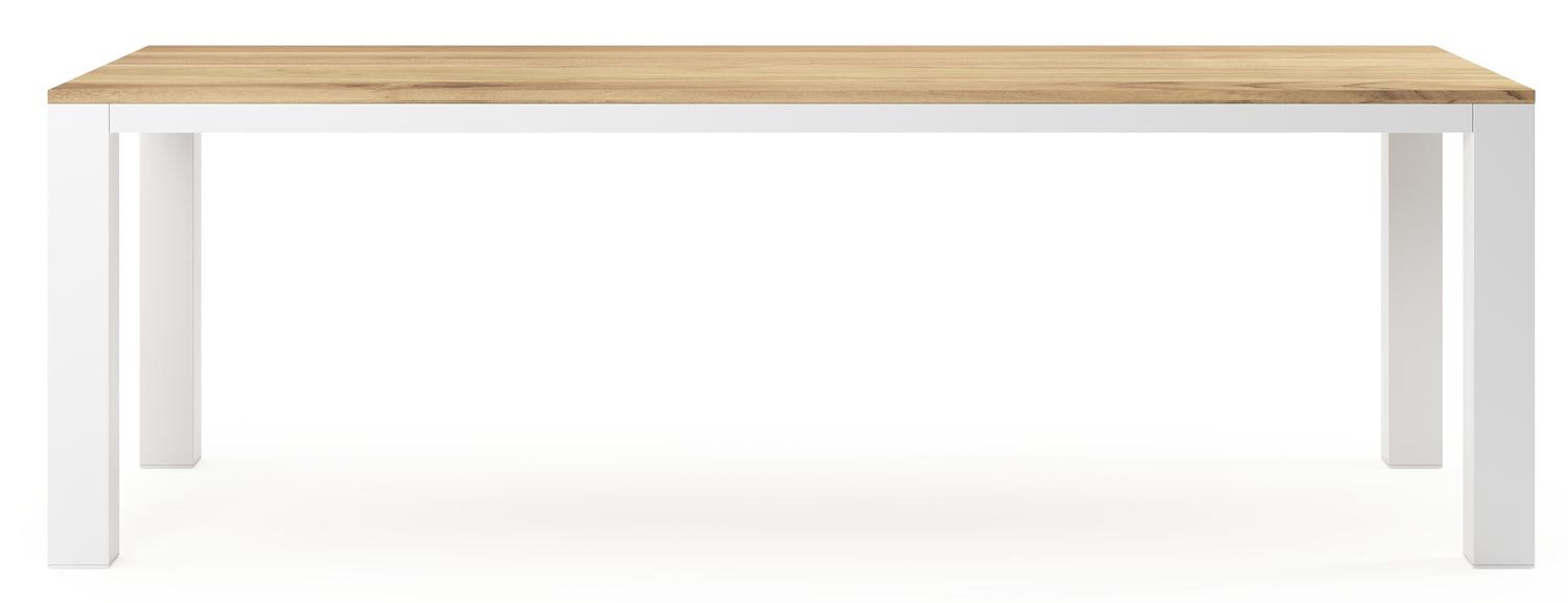 Table de jardin Nano en aluminium blanc et teck - Lg 240 x Larg. 100 x H 75 cm