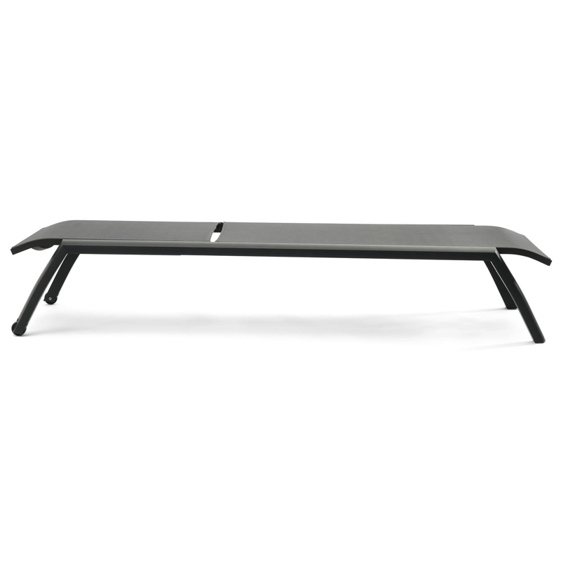 Bari verstelbaar ligbed in zwart aluminium met grijs textileen