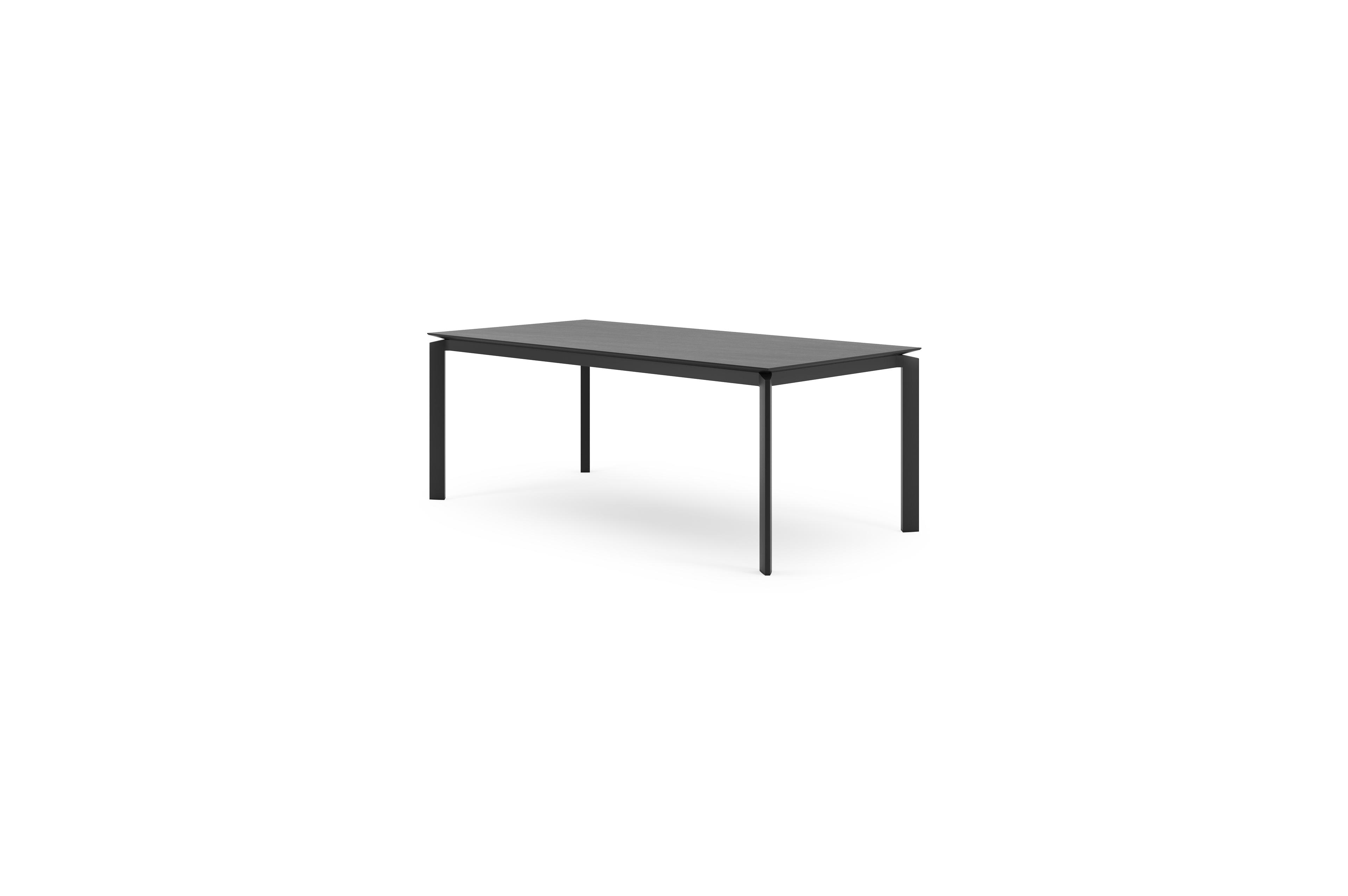 Cirello tuintafel in zwart aluminium en volkeramiek basalt black - L 200 x B 100 x H 75 cm