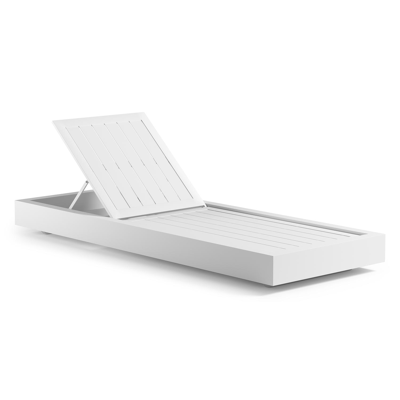 Como verstelbaar ligbed in wit aluminium met lopi marble all weather sunbrella® luxe kussen