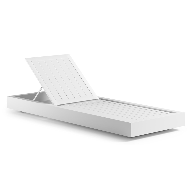 Como verstelbaar ligbed in wit aluminium met slow farafra all weather Sunbrella® luxe kussen