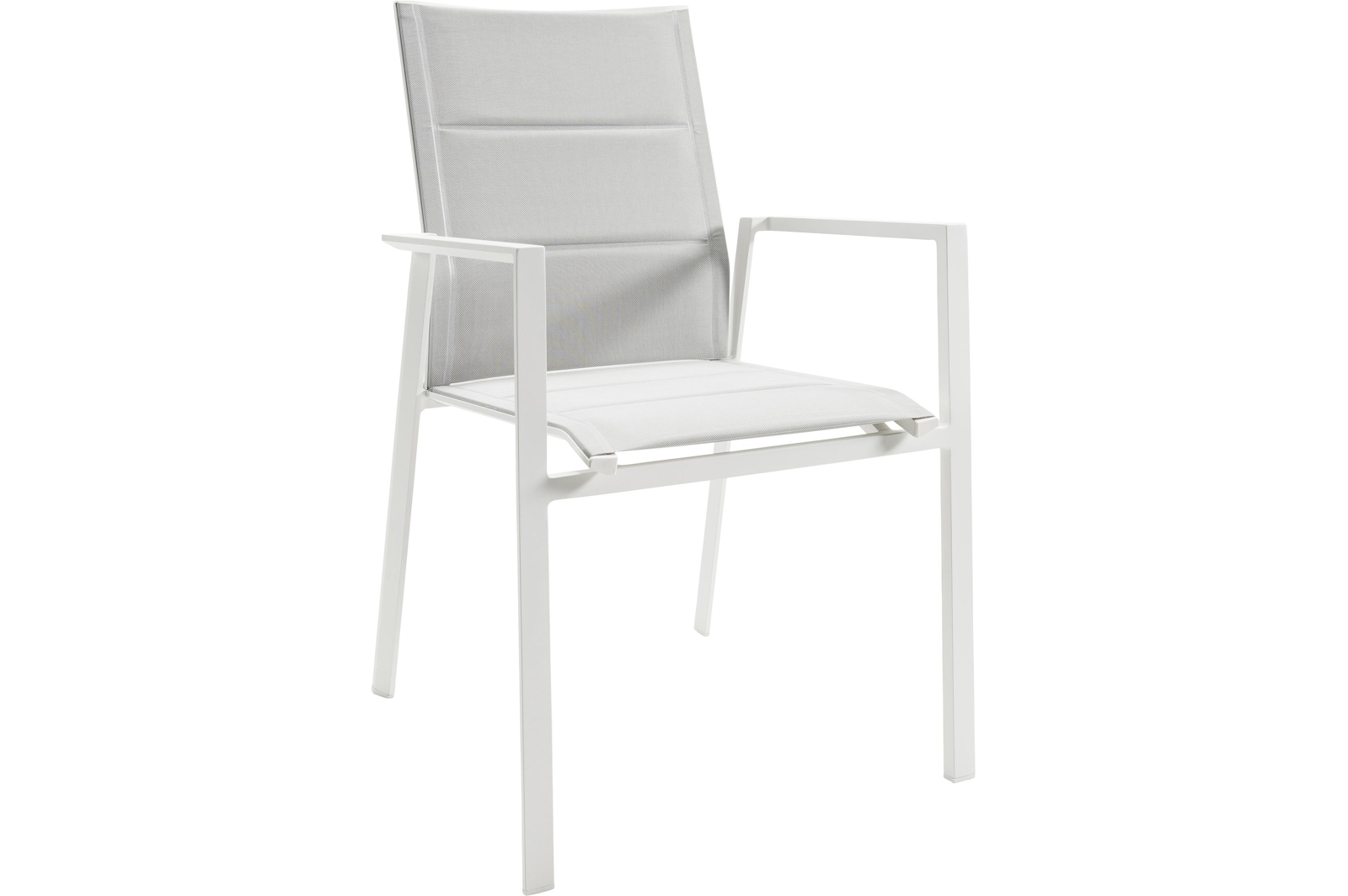 Cirello stapelbare tuinstoel in wit aluminium en grijs comfort textilene