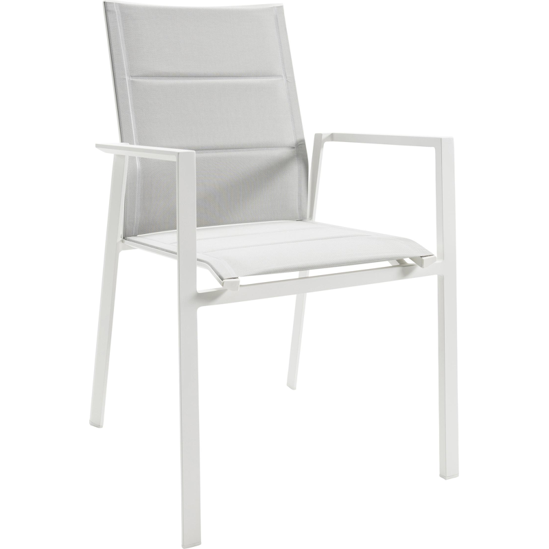 Cirello stapelbare tuinstoel in wit aluminium en grijs comfort textilene