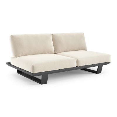 Pagino loungebank in zwart aluminium met althea off white all weather cosytica kussen