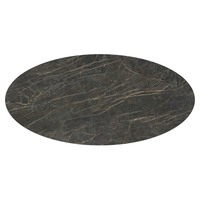 Amico tuintafel ovaal in beige aluminium en volkeramiek Black Obsession - L 260 x B 125 x H 73.5 cm