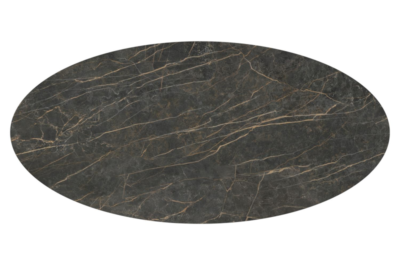 Amico tuintafel ovaal in beige aluminium en volkeramiek Black Obsession - L 260 x B 125 x H 73.5 cm