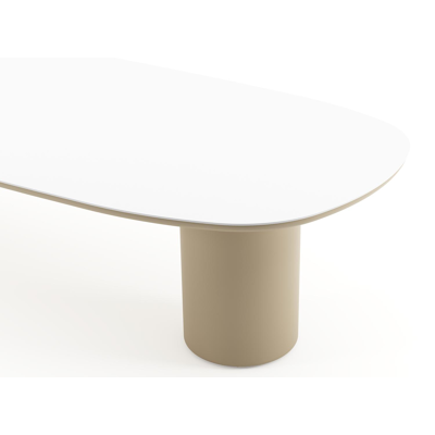 Amico tuintafel bombo in beige aluminium en volkeramiek Arctic White - L 320 x B 130 x H 73.5 cm