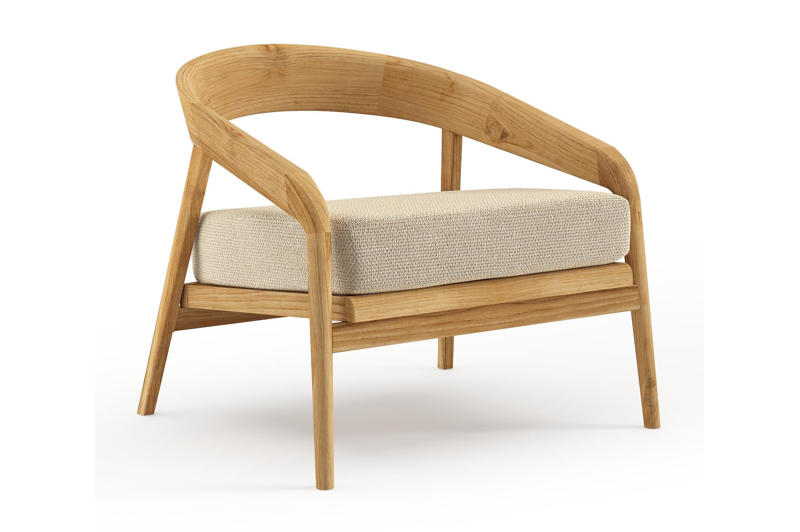 Lacrima loungestoel in teak met althea camel all weather Cosytica kussen