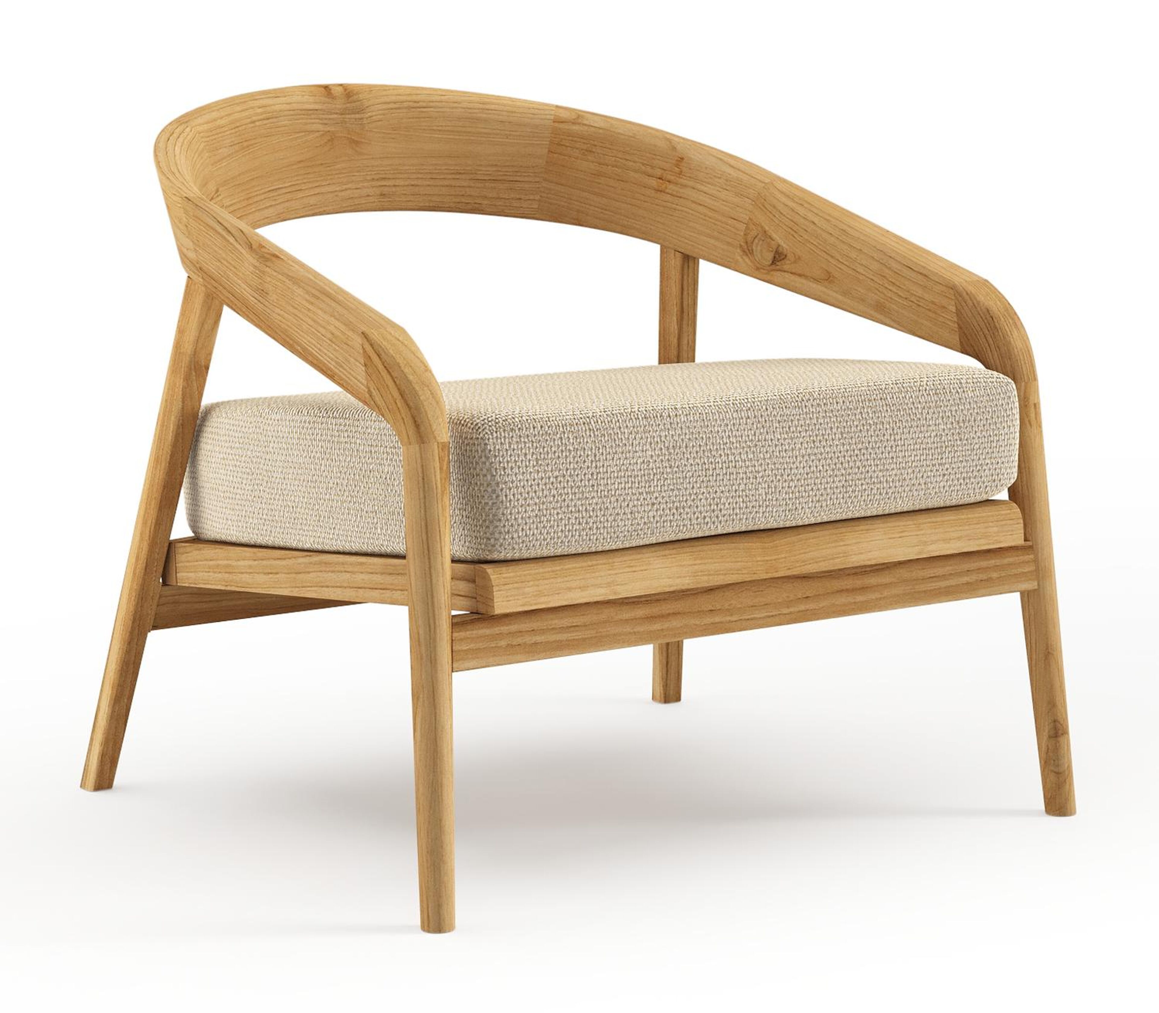 Lacrima loungestoel in teak met althea camel all weather Cosytica kussen