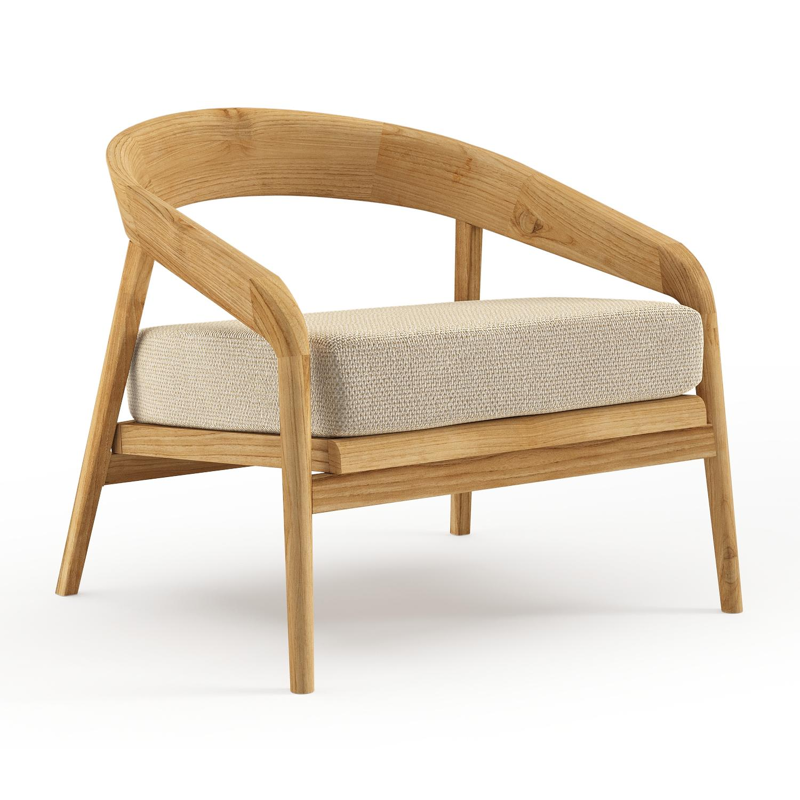 Lacrima loungestoel in teak met althea camel all weather Cosytica kussen