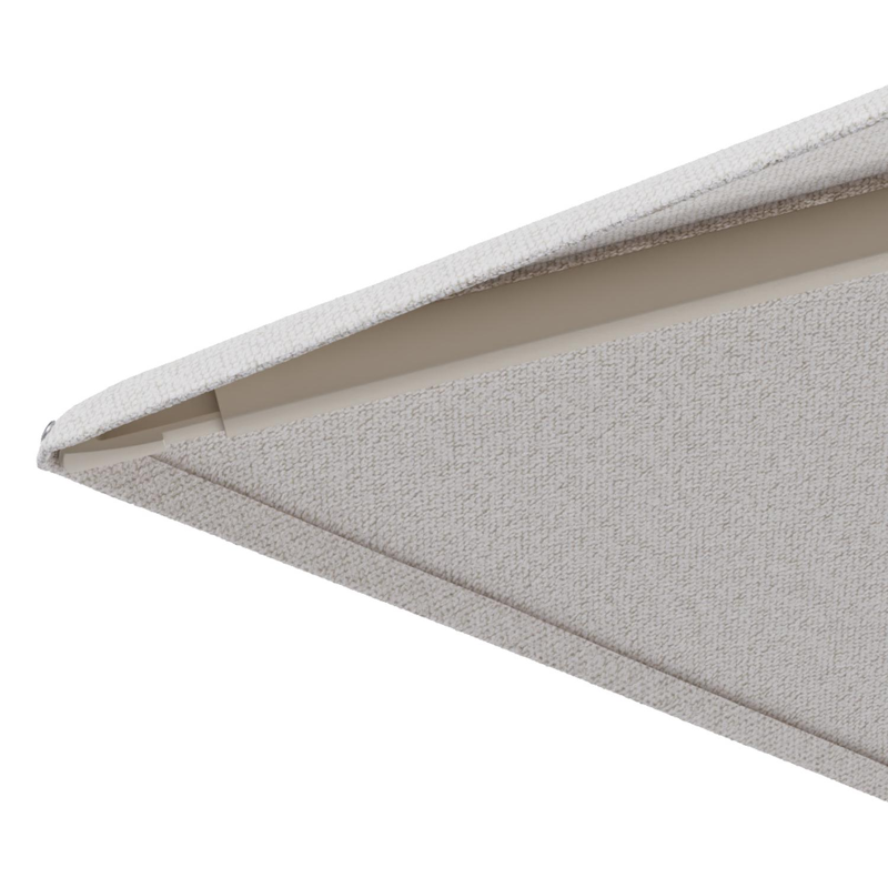 Minore zweefparasol met tiltfunctie in beige aluminium en Ego Eggshell All Weather Solica parasoldoek - L1 280 x L2 370 cm met parasolvoet Minore 260 kg met wielen