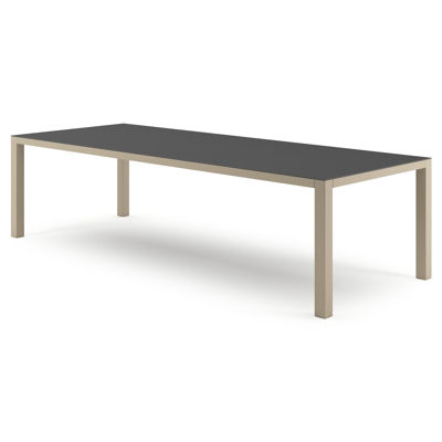 Como tuintafel rechthoekig in beige aluminium en volkeramiek Nero Black - L 280 x B 110 x H 73 cm