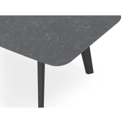 Lacrima tuintafel in zwart aluminium en volkeramiek pierre bleue - L 255 x B 115 x H 74 cm
