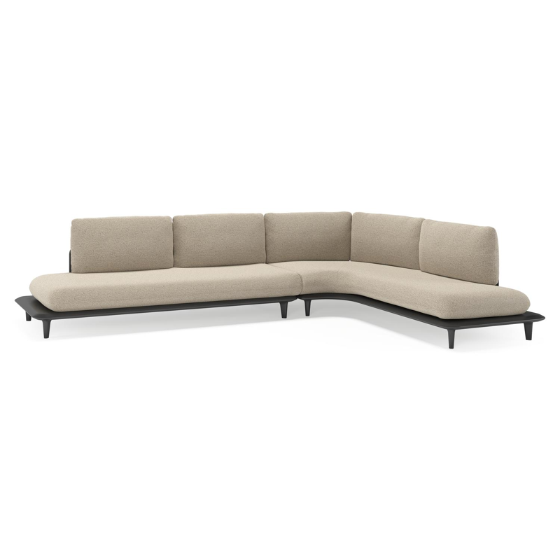 Bomero loungehoek in zwart aluminium met catania beige all weather cosytica kussen