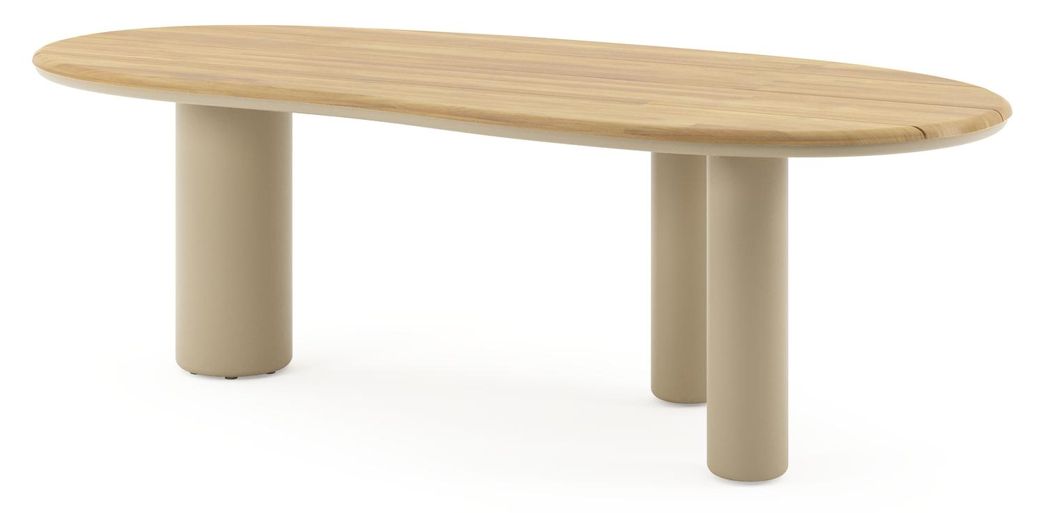 Amico tuintafel organisch in beige aluminium en teak - L 240 x B 110 x H 73.5 cm
