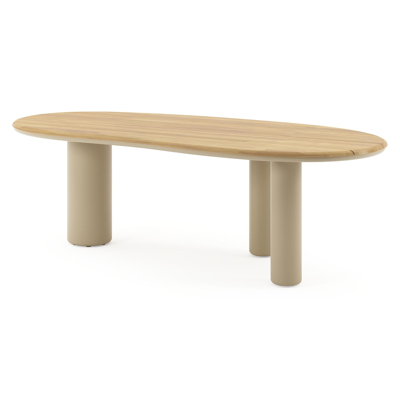 Amico tuintafel organisch in beige aluminium en teak - L 240 x B 110 x H 73.5 cm