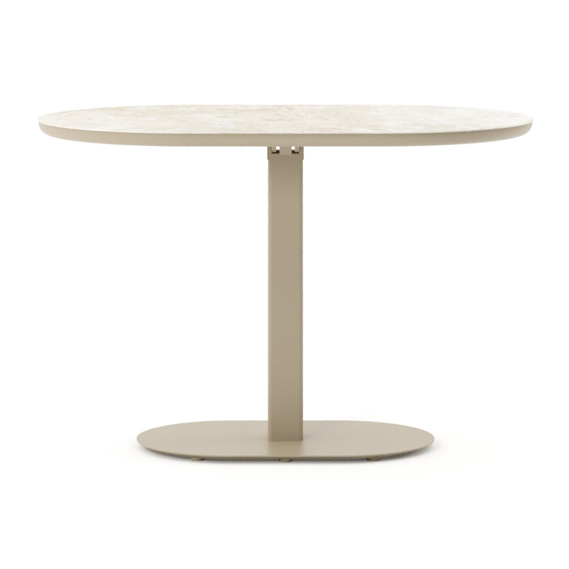 Table de jardin Teramo inclinable bombo en aluminium beige et céramique pleine Rapolano - Lg. 110 x Lrg. 70 x Haut. 74 cm
