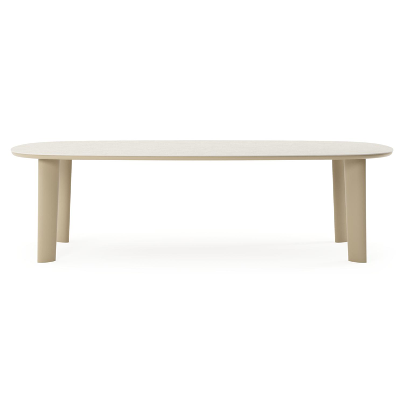 Amico tuintafel bombo in beige aluminium en volkeramiek Shilin - L 270 x B 125 x H 73.5 cm