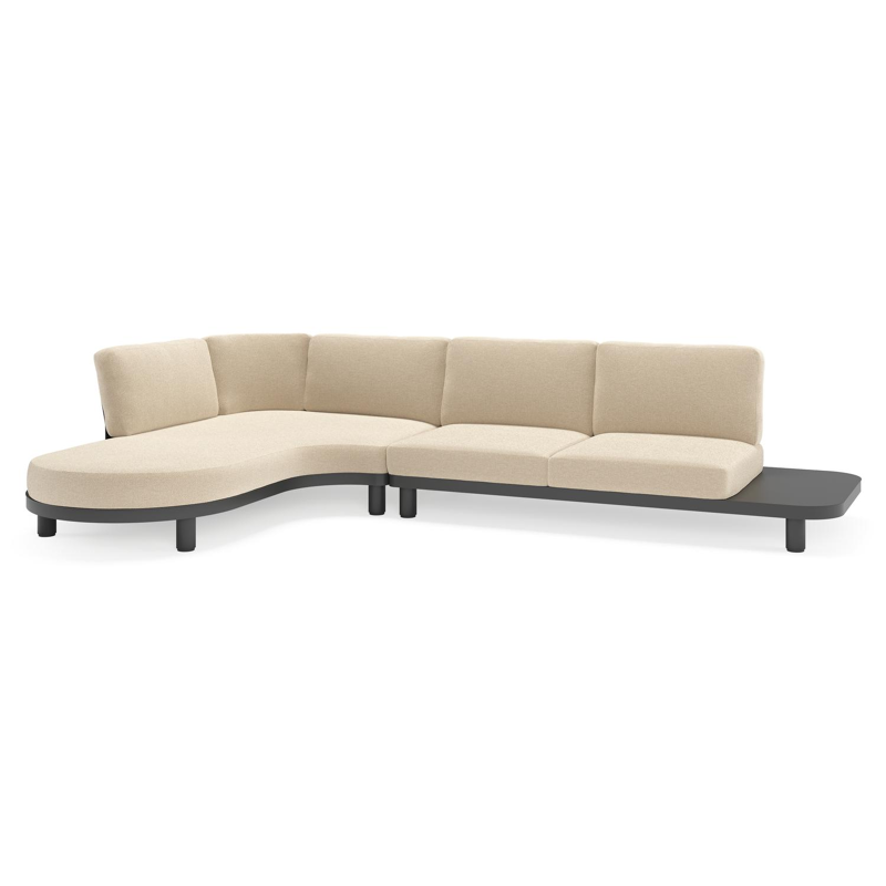 Donato loungehoek in zwart aluminium met all weather cosytica Althea Chalk kussen